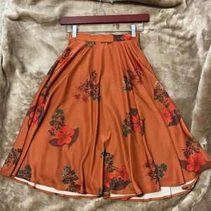 ModCloth Orange Floral A-Line Swing Skirt